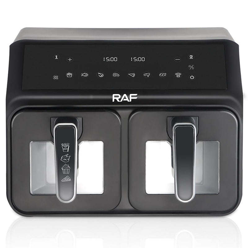 RAF Two Pan Digital Air Fryer 2200W Power 9 Programs Professional Air Fryer Black Color