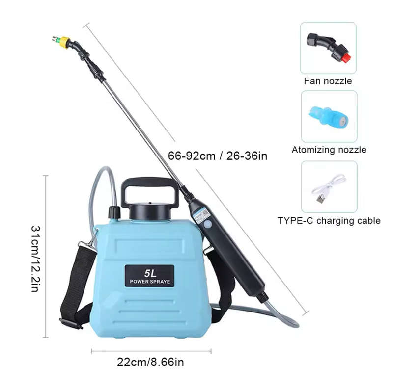 Electric Garden Sprayer Battery Powered Automatic Garden Plant Mister Rechargeable 5L