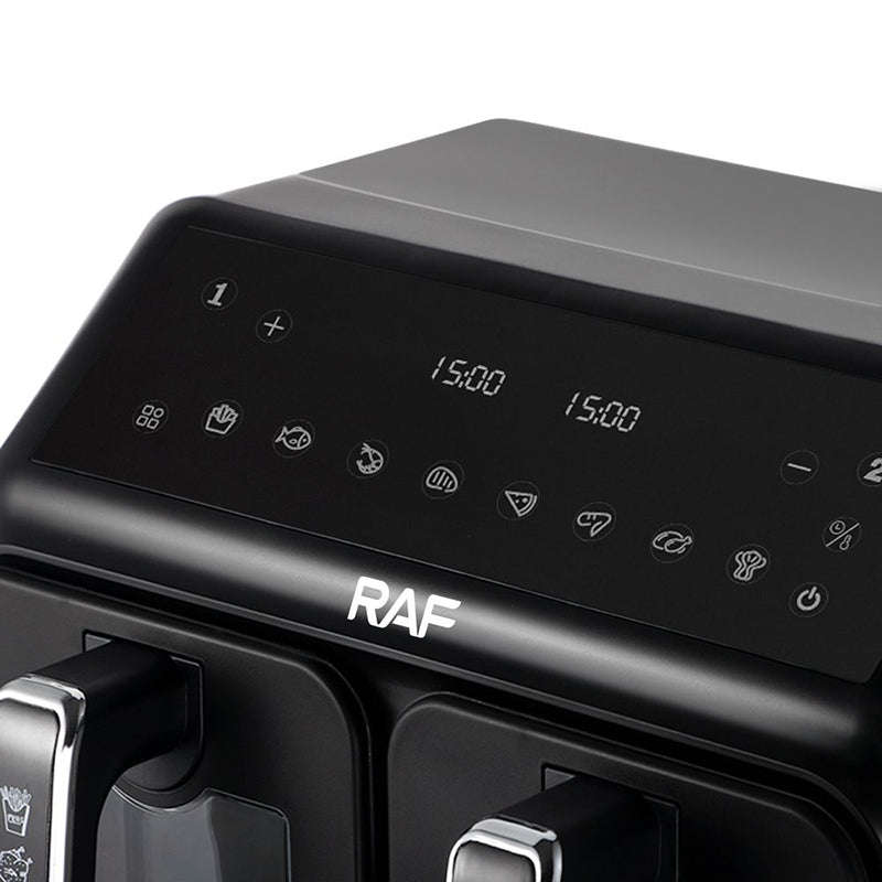 RAF Two Pan Digital Air Fryer 2200W Power 9 Programs Professional Air Fryer Black Color
