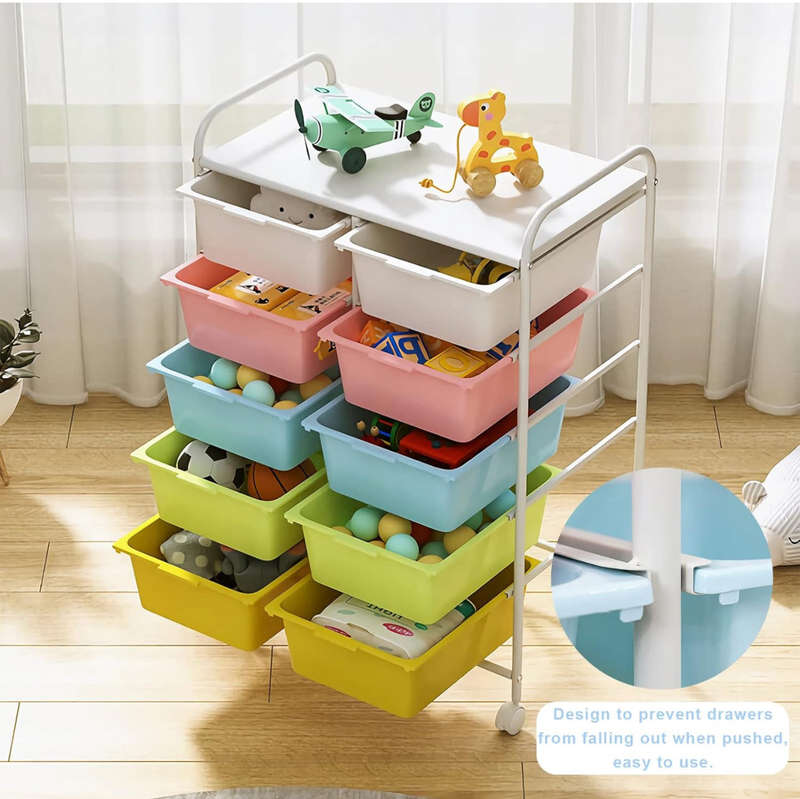 10 Drawers Rolling Storage Cart, Plastic Drawer Cart with Metal Frame, Multipurpose Art Craft Car...