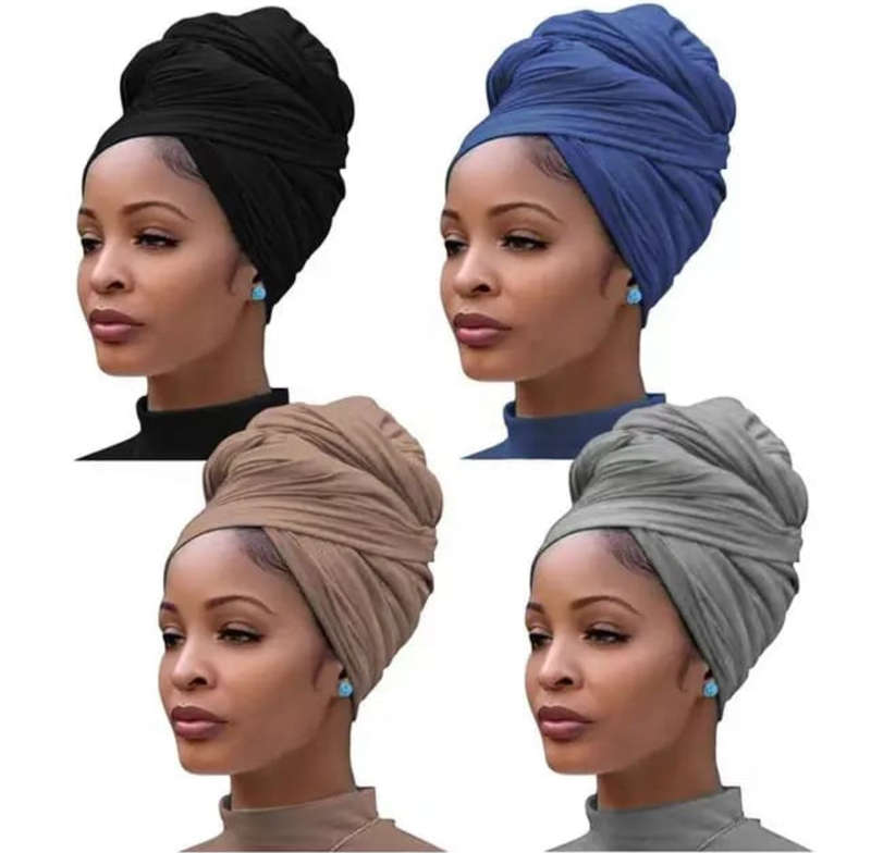 Turban Head Wraps | Jersey Stretch | Hair Scarf | Long Shawl | Solid Color |Soft Lightweight Head...