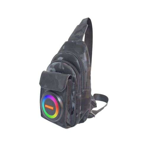Stylish Sling Bag with Built-In RGB Speaker (USB, Aux, SD, Type-C)