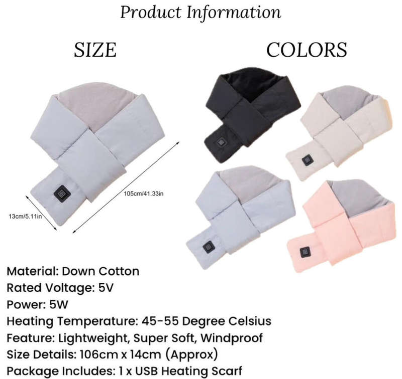 Heating Scarf Winter Warmers USB Powered.