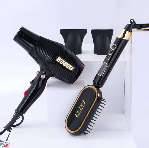 ENZO 2 in1 Electric Hair Dryer Hot Hair Comb Straightening Curly Hair Styling Tools