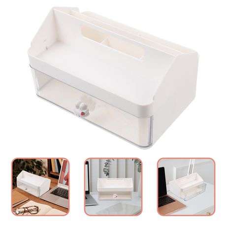 Plastic Desktop Multi-Purpose Stationery Organizer Single Drawer & Handle