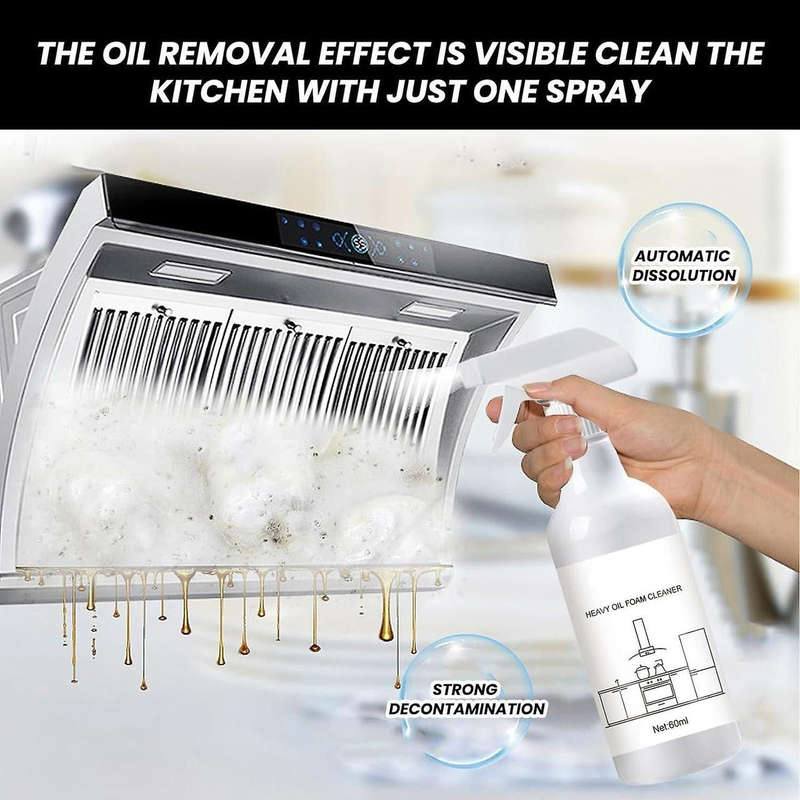 60ml Splash Foam Spray Heavy Oil Stain Remover, Grease & Dirt Foam Cleaner for Kitchen, Tub, Show...