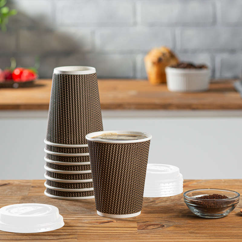 Disposable Paper Coffee Cups with Lid 6pc