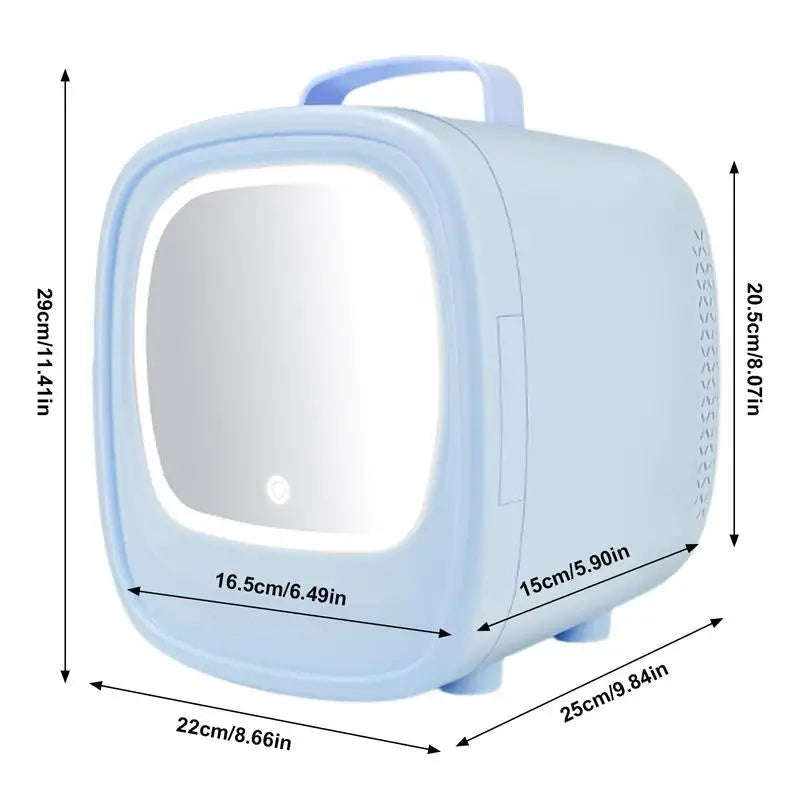 Mini Fridge Portable Beauty Cosmetics LED Mirror Makeup Refrigerator Cooler 6Litre White Only