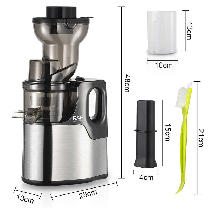 RAF New Stainless Steel Automatic Citrus Fruit juice Extractor Big Mouth Slow Screw Juicer Cold P...