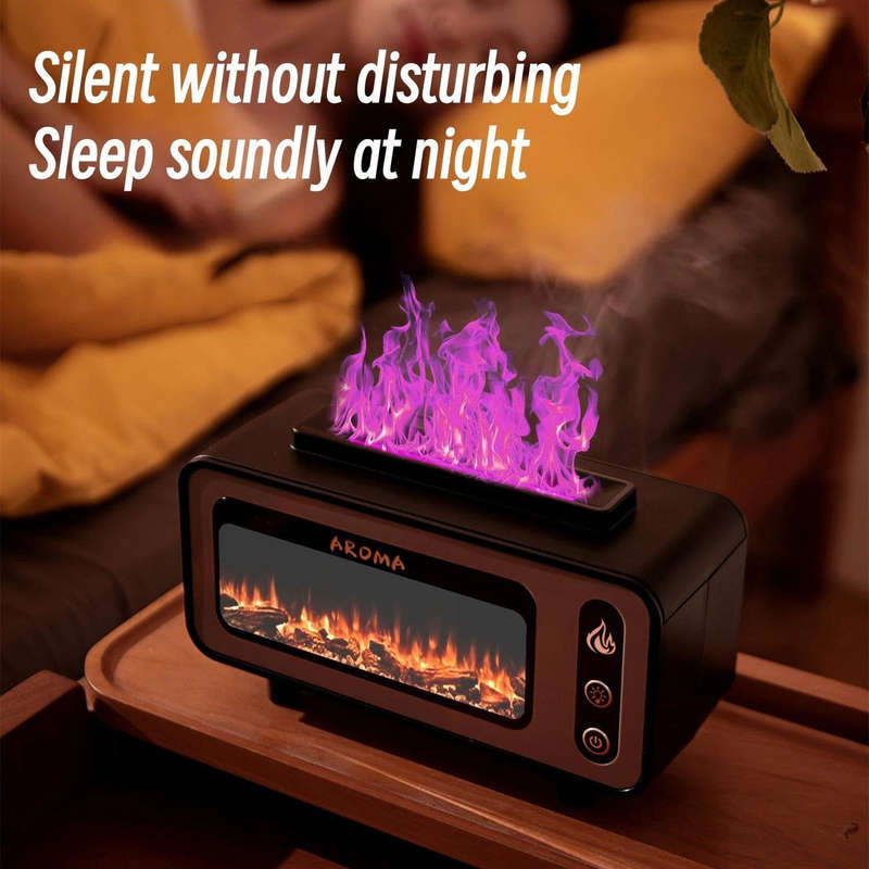 Fireplace Flame Aromatherapy Air Humidifier USB Colorful Night Light Essential Oil Diffuser 200ml