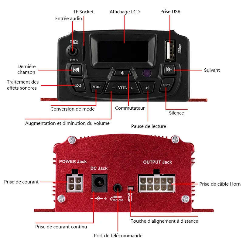 12V Audio Remote Control Motorcycle Sound System