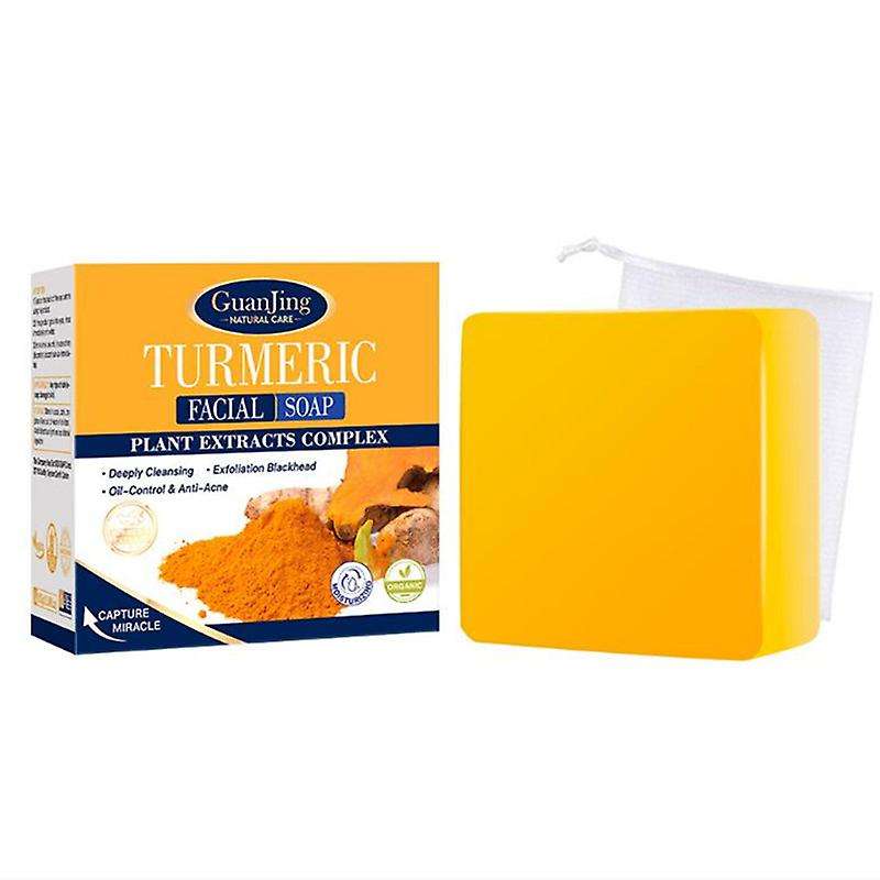 Turmeric Soap Face Cleansing Anti Acne Skin Brighten Remove Pimples Dark Spot Lightening Handmade...