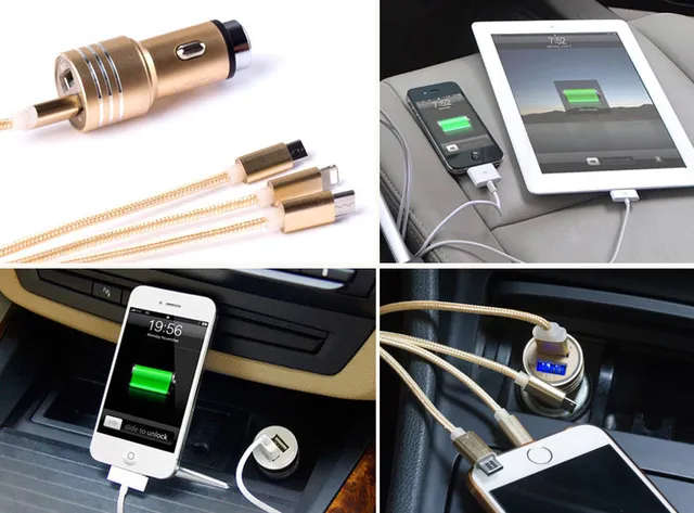Colorful USB Car Charger - Black