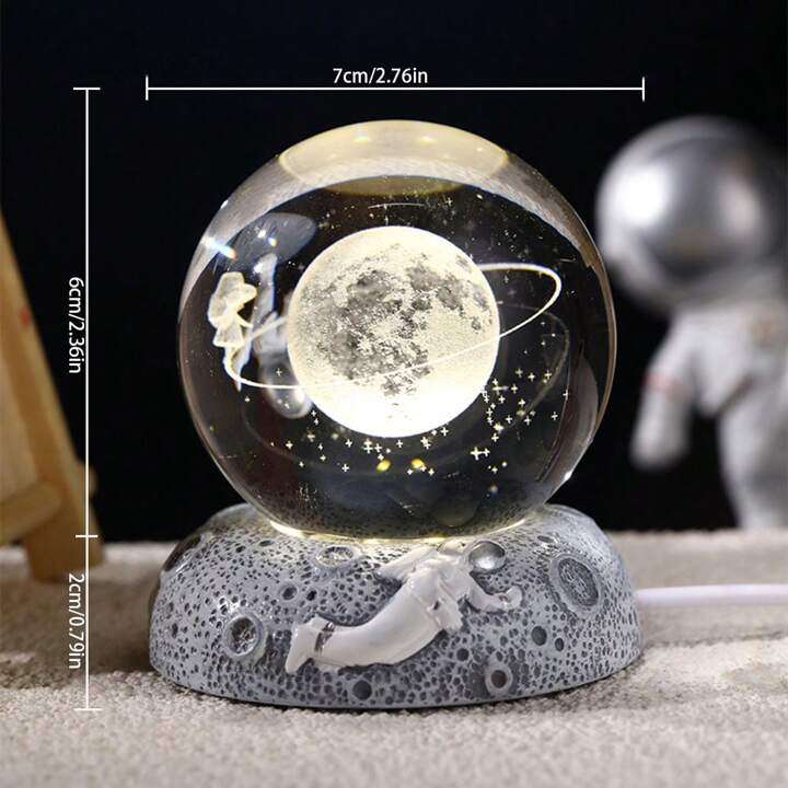 3D Galaxy Crystal Ball LED Night Light with USB Resin Base  Solar System Lamp