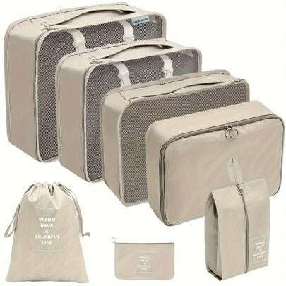 MHome 7-Piece Travel Organizer Set  Waterproof Packing Cubes for Clothes, Shoes & More