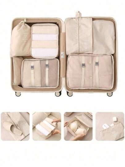 MHome 7-Piece Travel Organizer Set  Waterproof Packing Cubes for Clothes, Shoes & More