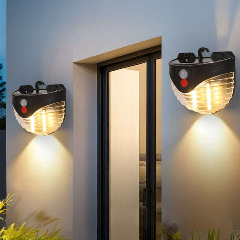 Portable Round Outdoor LED Solar Wall Light with Motion Sensor & Hanging Hook With 3 Lighting Modes