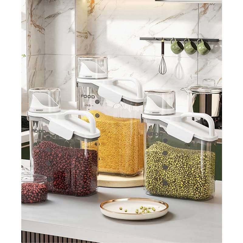 Multi-Purpose Food Storage Container with Pouring Spout & Measuring Cup