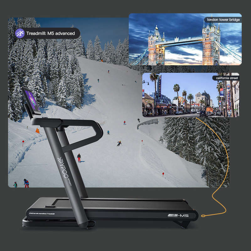 M5 Semi-Commercial Treadmill with -6% to +15% Incline & AI Suspension Shock Absorption