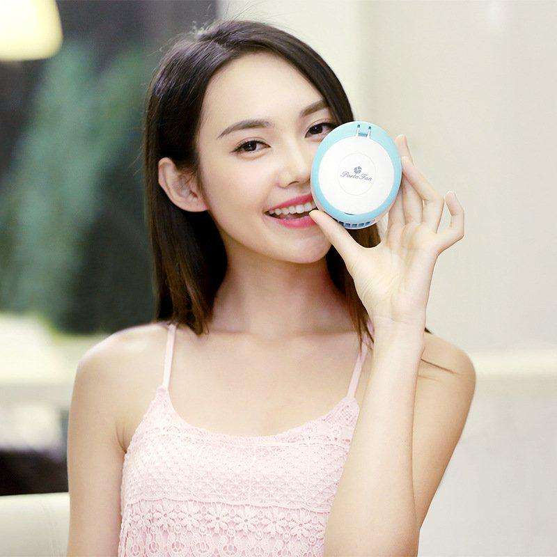 Creative USB mirror fan mini portable makeup mirror palm fan leafless air conditioning fan
