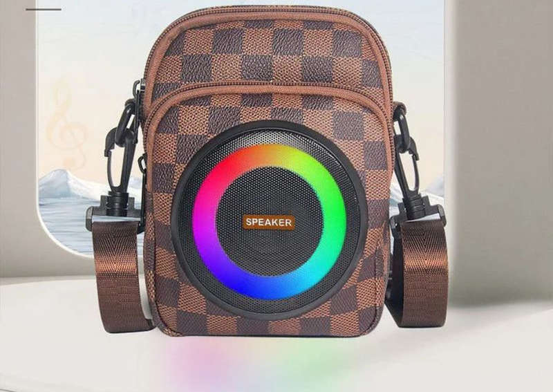 Stylish Sling Bag with Built-In RGB Speaker (USB, Aux, SD, Type-C)