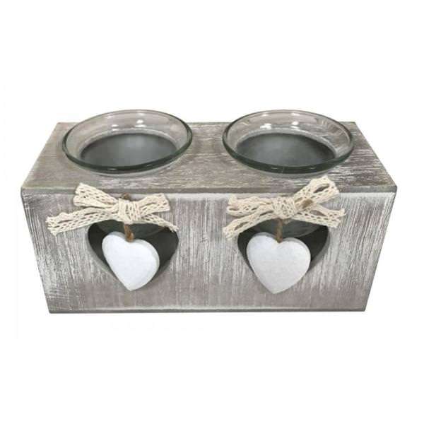 MHome Heart-Shaped Wooden Tealight Candle Holders  Rustic Decor Candle Stand for Home, Wedding...