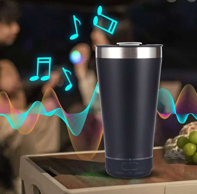 MTech 473ml Bluetooth Speaker Travel Mug  Stainless Steel Tumbler (Multiple Colors)