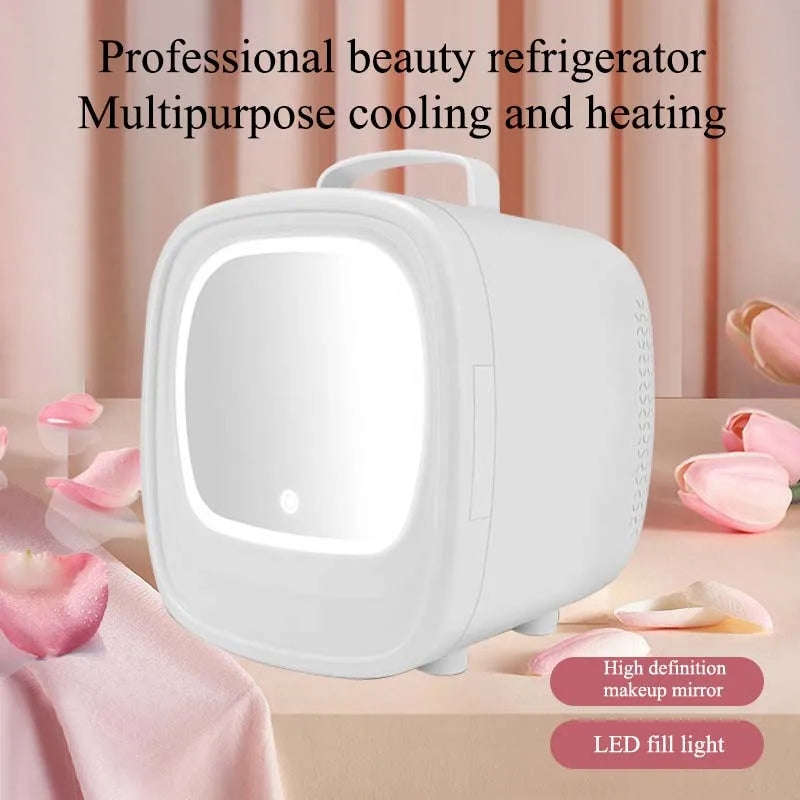 Mini Fridge Portable Beauty Cosmetics LED Mirror Makeup Refrigerator Cooler 6Litre White Only