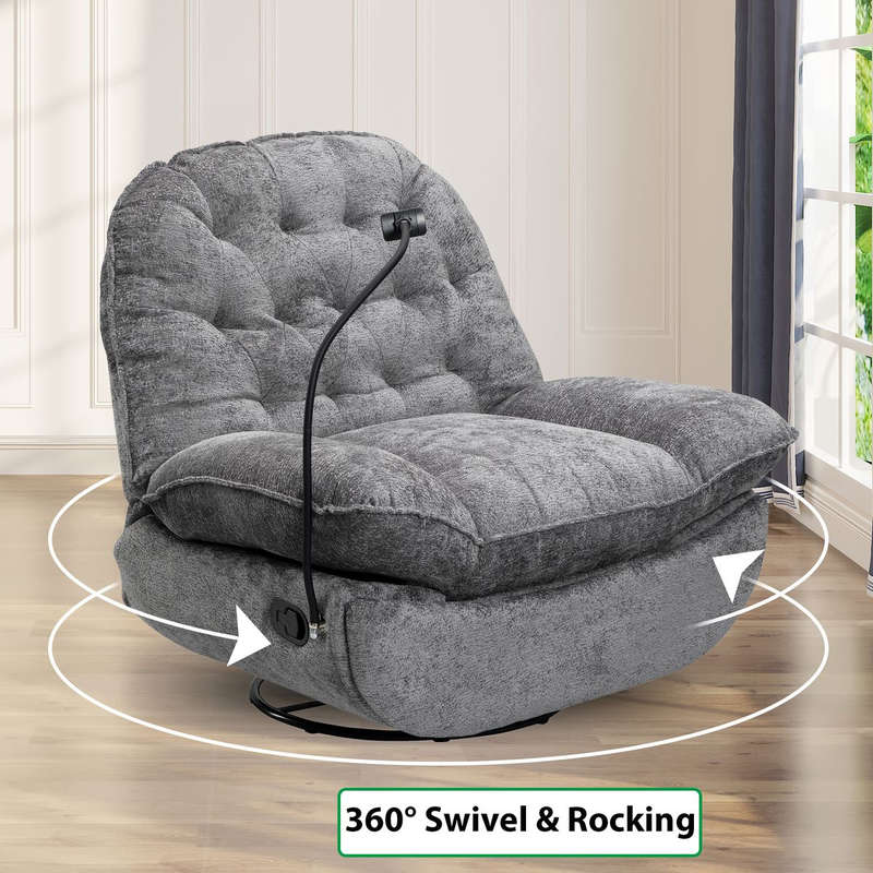 MHome Swivel Rocker Recliner Chair with Adjustable Backrest Footrest
