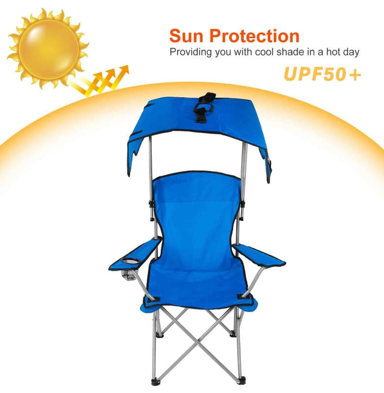 Folding Camping Chair with Shadow Sky, Portable Beach Outdoor Fishing Aluminum with Sun Protectio...