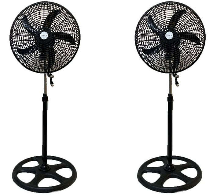 18'' Adjustable Pedestal Floor Fan set of 2 B 300 mm 5 Blade Pedestal Fan (Black, Pack of 2