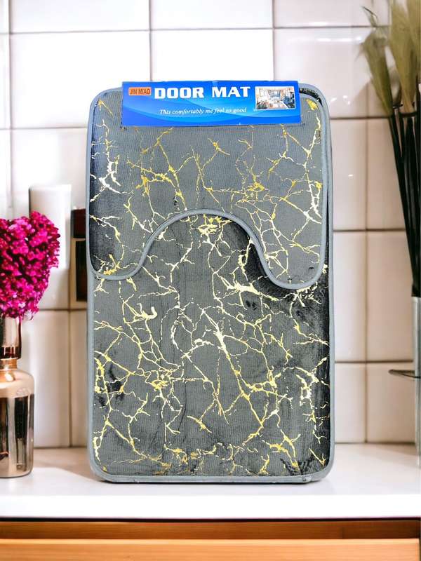 2pc Bathroom mats - Grey - Marble design