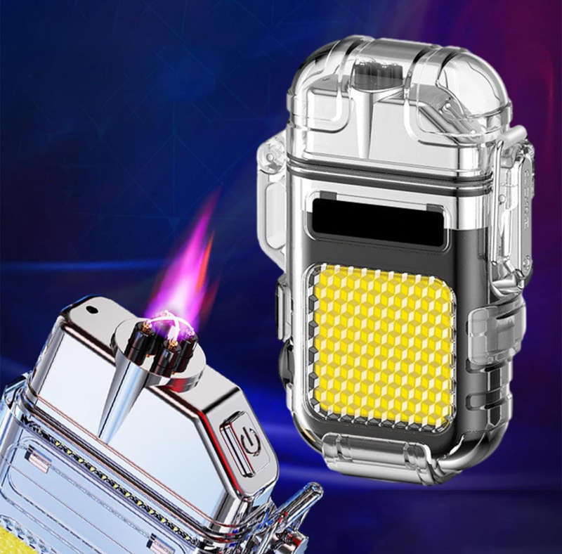 Rechargeable Mini Hook Flashlight with Windproof Multipurpose Lighter + Type C Charging Cord