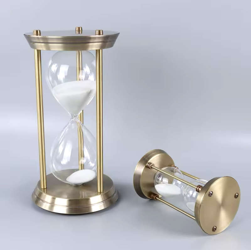 MHome Vintage Three Pillar Mini Hourglass Ornament Timer - Metal Hourglass, Glass Sand Timer