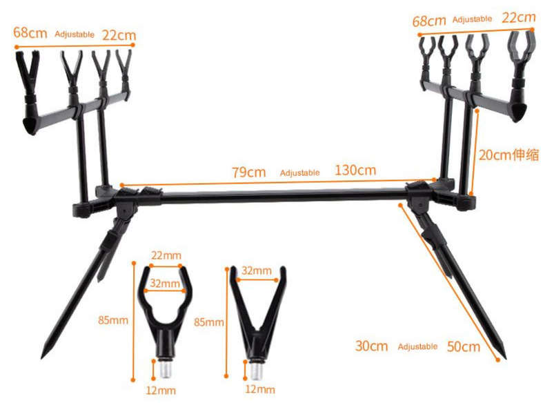 Pro Adjustable Carp Fishing 4-Rod Pod With Bag