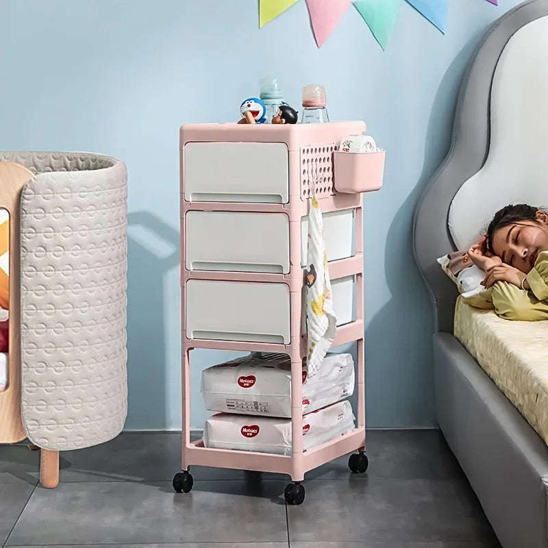 Baby Products Multi-layer Mobile Storage Rack Newborn Months Simple Trolley Baby Storage Cart