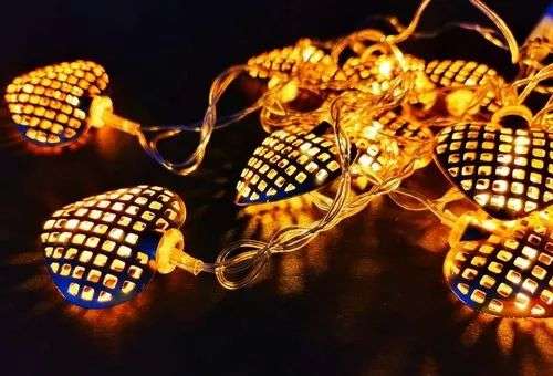Christmas Warm White LED Metal Heart Shaped Lights Battery Operated Fairy String Lights for Garde...