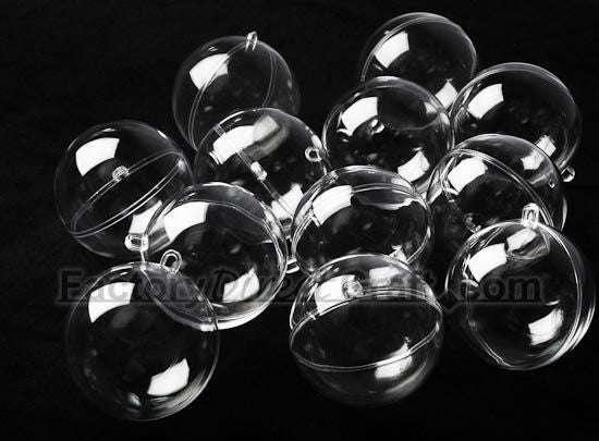 Clear Acrylic Fillable Ball Ornaments - 3 Sizes