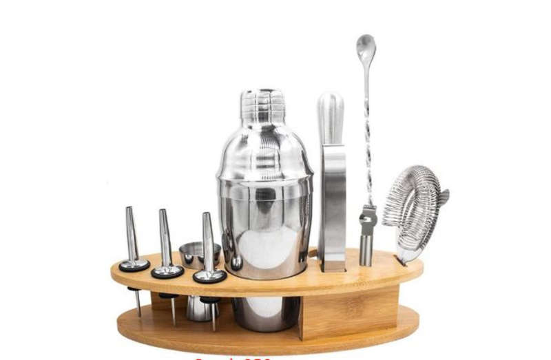 Stainless Steel Cocktail Shaker Set 11 Pieces Bartender Tools Kit-550ml