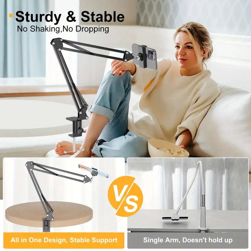 360° Cell Phone Stand Tablet Clamps Rotating Holder Lazy Bracket For Desk Height Adjustable Broa...