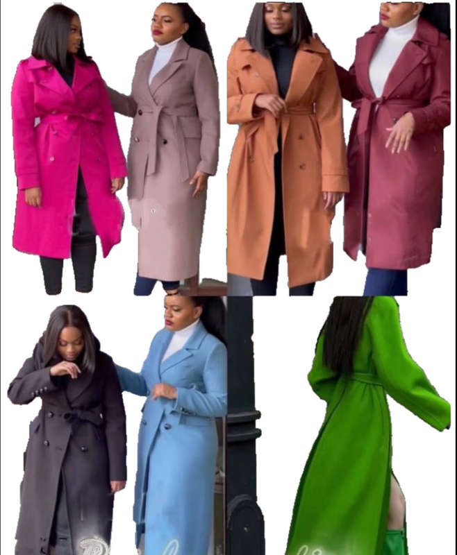 Winter Long Dress Coat Classic Lapel Open Front Jacket Outerwear with Belt Maxi Overcoat-Various ...