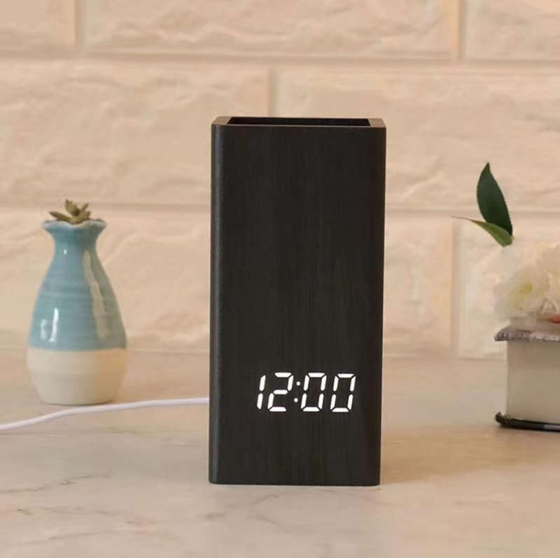 MTech Pen Holder Clock LED Electronic Clock Desktop Pen Holder Student Stationery.