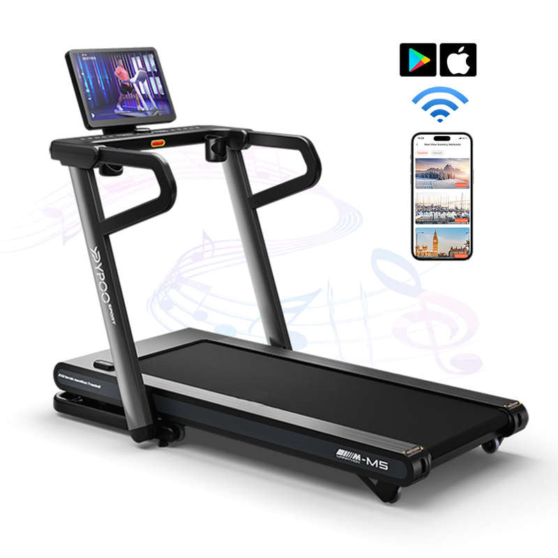 M5 Semi-Commercial Treadmill with -6% to +15% Incline & AI Suspension Shock Absorption