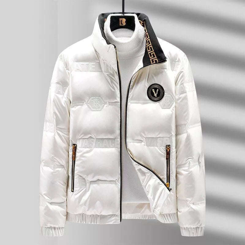 Coat Men Winter White Duck Down Metal Zipper Waterproof High Quality Jacket-Available White & Green