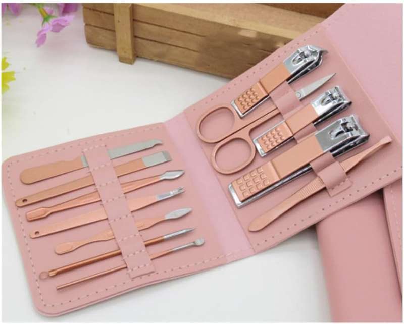MBeauty 12PCS Stainless Steel Nail Clipper Set, Portable Manicure Pedicure Kit With Travel Case