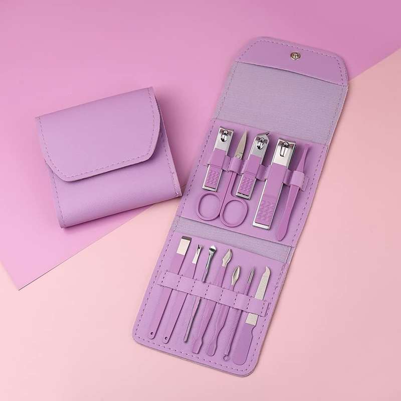 MBeauty 12PCS Stainless Steel Nail Clipper Set, Portable Manicure Pedicure Kit With Travel Case