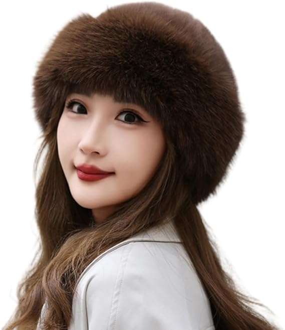 Fluffy Faux Fur Russian Hat for Women  Winter Warm Plush Hat