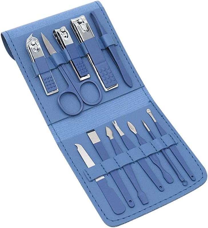 MBeauty 12PCS Stainless Steel Nail Clipper Set, Portable Manicure Pedicure Kit With Travel Case