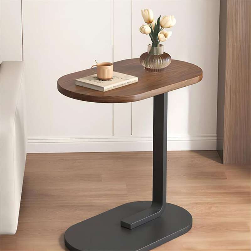 MHome C-Shaped Side Table  Modern Narrow Coffee Table with Metal Frame for Small Spaces