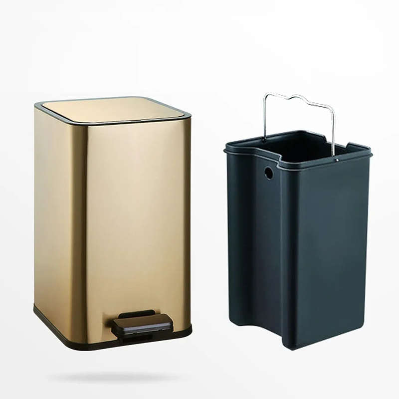 Household Stainless Steel Foot Pedal Rectangular Bin 10L